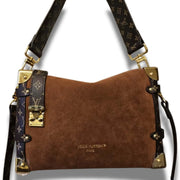 ""Luxury-Inspired"" Side Trunk Crossbody Purse-Monogram Brown"